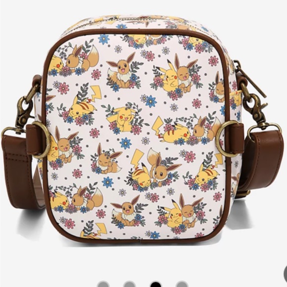 Loungefly Pokémon Pikachu & Eevee Floral Crossbody Bag - Picture 3 of 9
